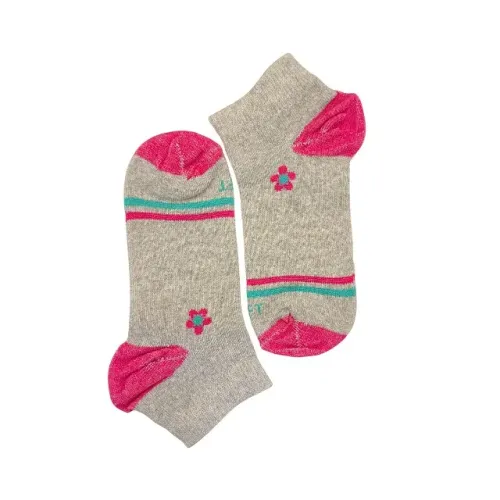 Meia Sapatilha Invisível Adulto Juvenil Soft 34-38 Macia Cinza/Rosa 714CNZRS