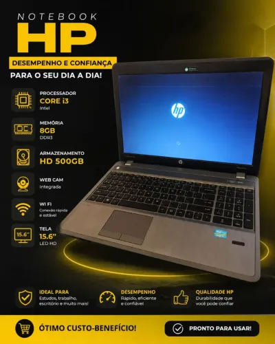 Notebook HP Core i3 8GB Ram HD 500GB Tela 15.6"
