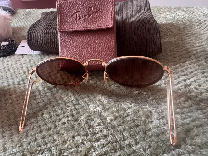 óculos ray-ban round folding dobrável cobre original