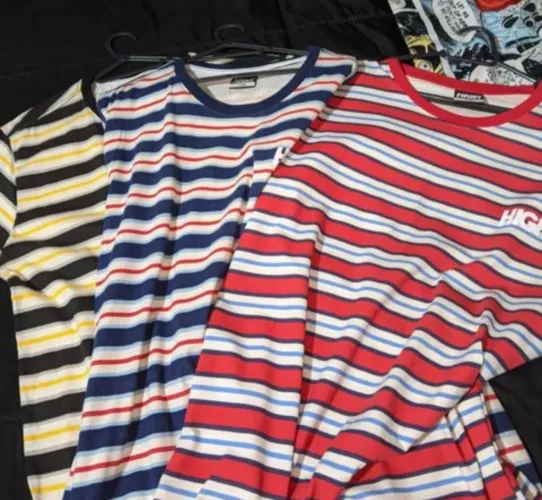 kit 3 camisetas high listradas tamanho M diferentes cores