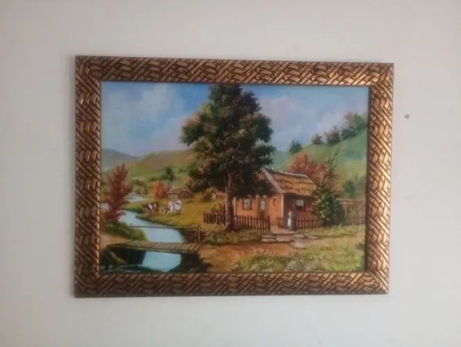 Quacro paisagem com moldura 