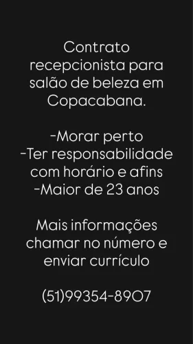 Vaga para recepcionista 