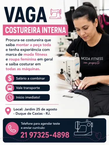 VAGA COSTUREIRA INTERNA