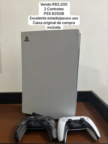 PS5 825GB COM 2 CONTROLES EXCELENTE ESTADO CAIXA ORIGINAL 