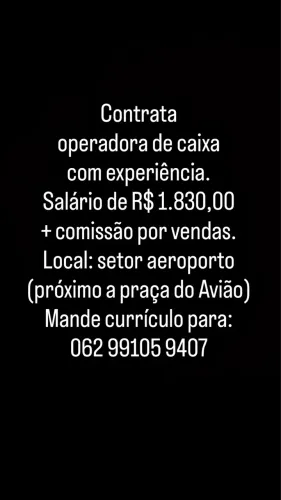 Contrata Operadora de Caixa 
