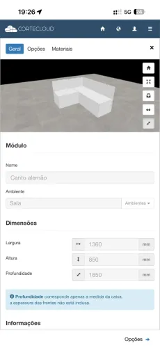 Canto alemão 1,36 x 1,56 MDF BRANCO
