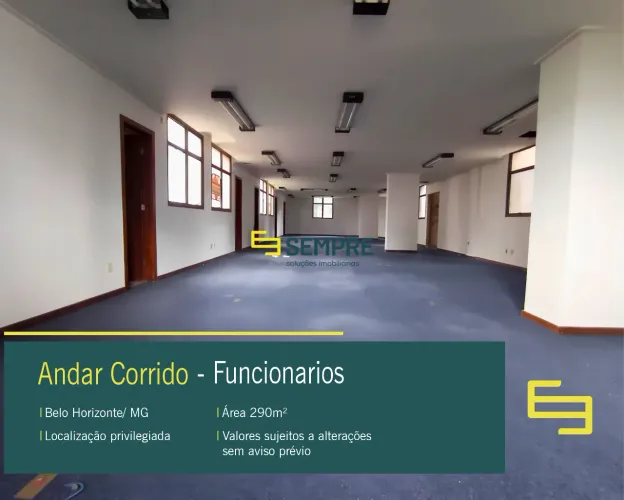 Andar corrido para alugar no Funcionários em Belo Horizonte/MG