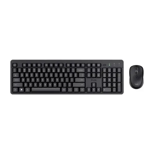 Combo Teclado e Mouse Sem Fio Trust ODY II, 1600 DPI, Pilhas Inclusas, ABNT2, Preto, Novo,
