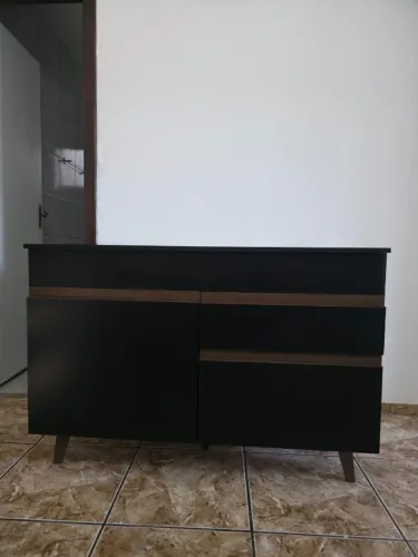 Balcão Gabinete de Pia Madesa Reims Preto (1,20m)