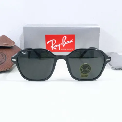Óculos de sol Ray ban John preto brilhoso unissex novo 