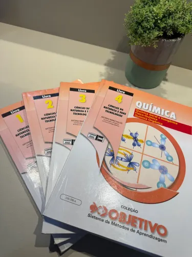 4 livros química coleção objetivo cursinho vestibular teoria exercício gabarito completo 