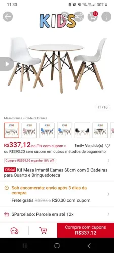 Mesa infantil com cadeiras