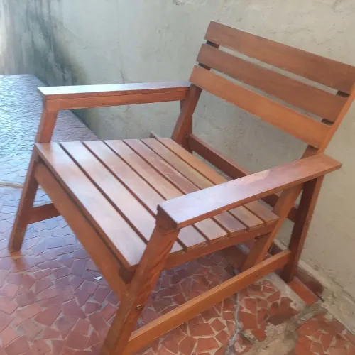 Poltrona Cadeira De Madeira Maciça Para Varanda / Jardim