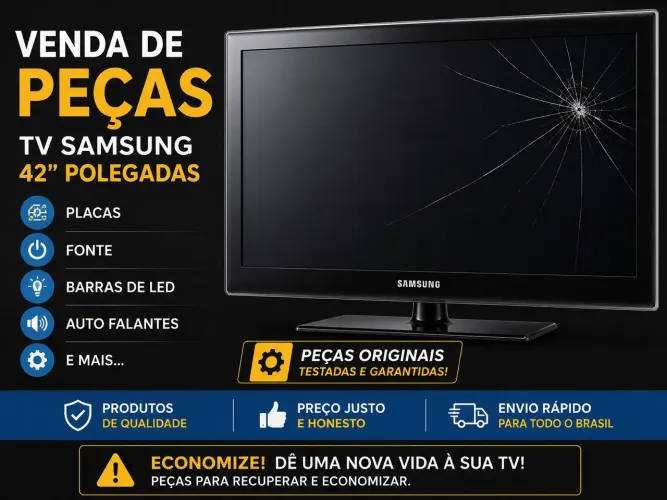 Tv Samsung 43 polegadas quebrou a tela caiu , retirada de peças 2 anos de uso apenas
