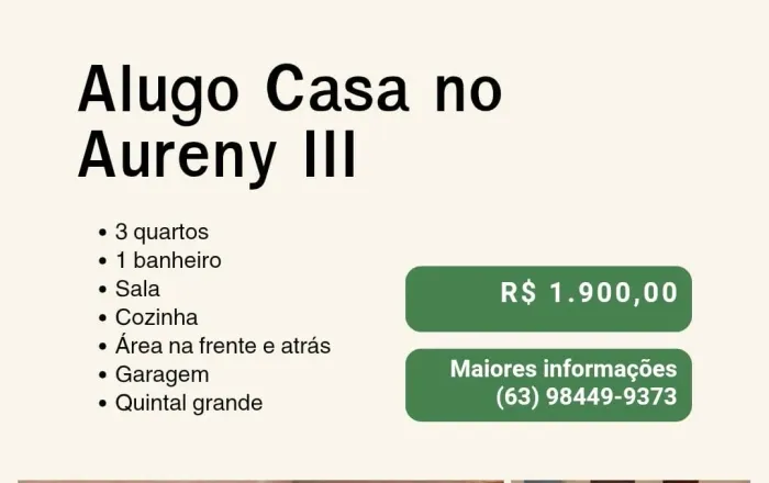 Oportunidade de Aluguel no Jardim Aureny 3