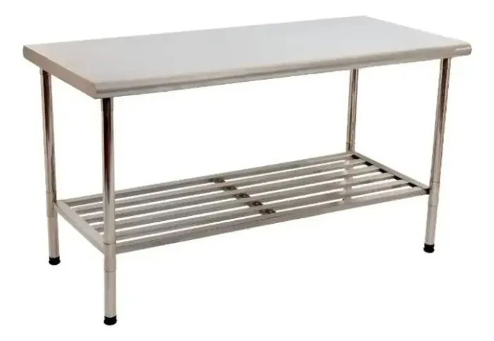 Mesa Inox Central 1,90m x 0,70m Com Grade Inferior - Imeca R$ 1.499,00
