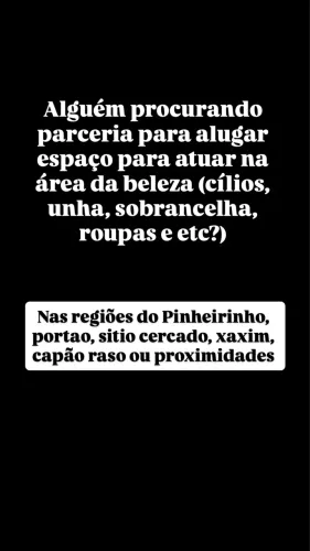 Procuro meninas que tenham interesse em alugar um espaço para Studio na área da beleza