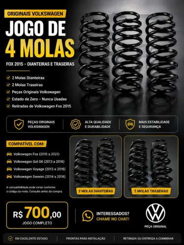 Jogo com 4 Molas Originais Volkswagen Fox 2020 - Dianteiras e Traseiras