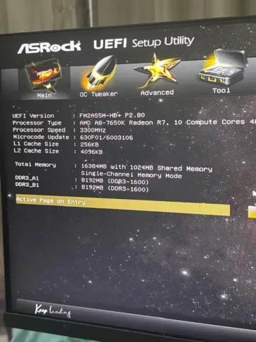 COMPUTADOR AMD A8-7650K + PLACA MÃE FM2A55M-HD + 16 GB DE RAM