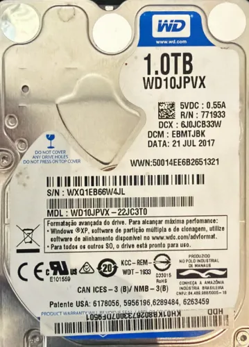 HD WD WesterDigital 1tb (tamanho notebook)
