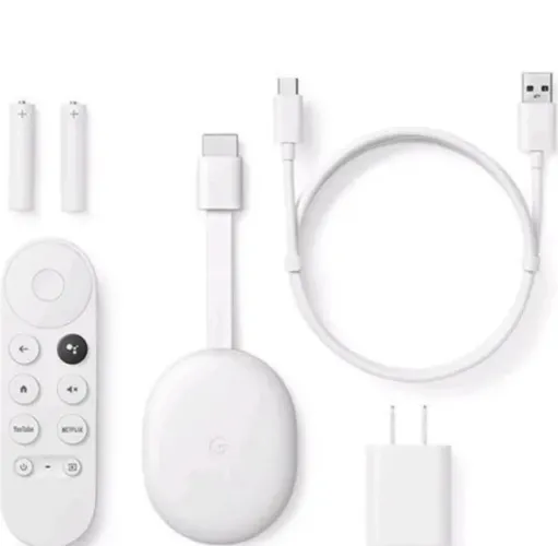 Chromecast com Google TV HD Branco + Controle Original - Completo