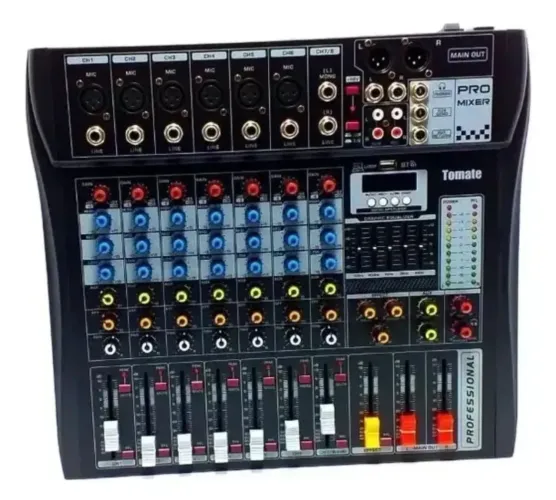 Mesa de som 8 canais Bluetooth e USB Tomate