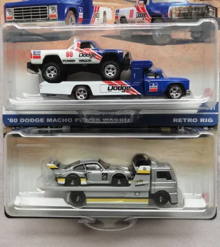 hot wheels team transport dupla porsche 934.5 + 80 dodge macho power wagon