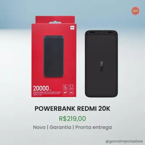 Carregador portatil Redmi 20.000mah powerbank