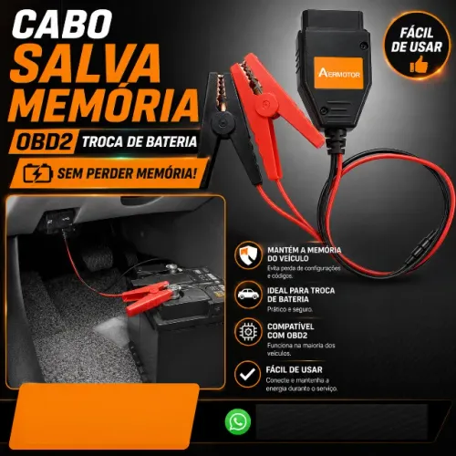 Cabo salva memoria obd2 p/bateria