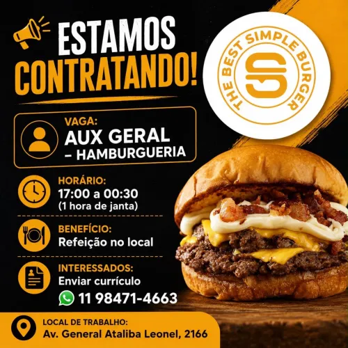 Auxiliar de cozinha hamburgueria