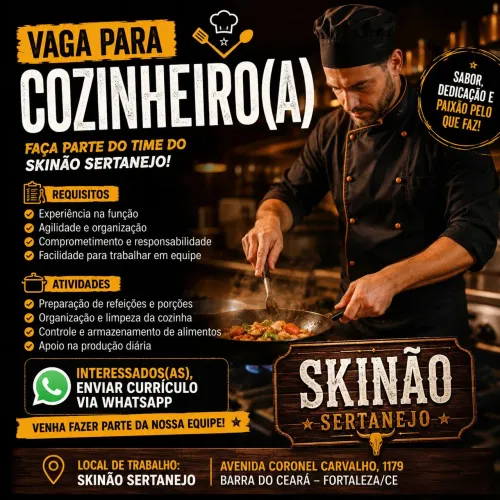 Vaga pra Cozinheiro(a).
