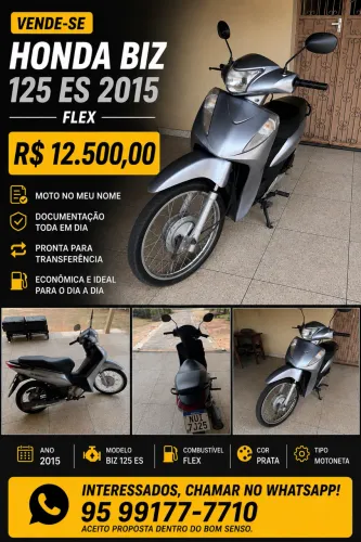 Honda Biz 125 ES 2015 Flex - Prata