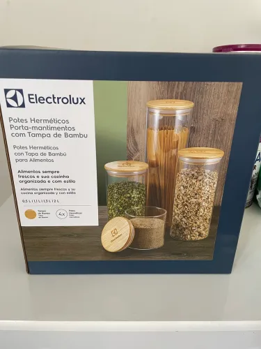 Kit 4 Potes Herméticos De Vidro Com Tampa de Bambu Electrolux