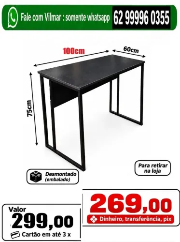Mesa de escritorio 100 x 60 preta ( produto novo ) Promoção !!