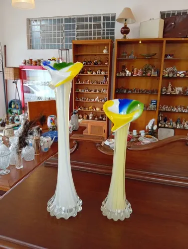 Magnífico par de vaso murano tulipa