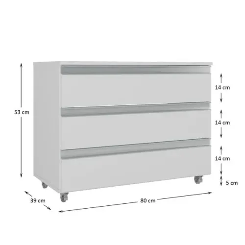 GABINETE JOIA 80CM 03 GAVETAS Branco Inteiro