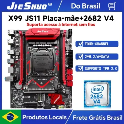 Kit Xeon Placa Mãe X99 Xeon 2682V4 Adaptador WIFI ddr4