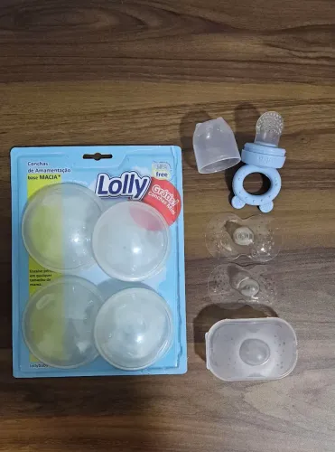 Kit concha base macia Lolly, bico protetor MAM, Porta frutinha Buba