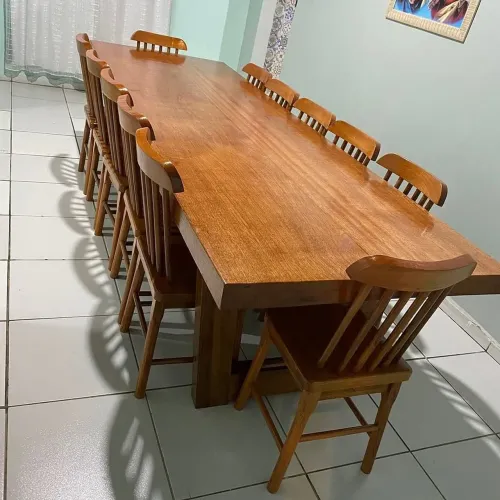 MESA EM JATOBÁ 12 CADEIRAS MACIÇA 