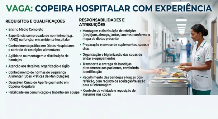 Copeira Hospitalar com experiencia