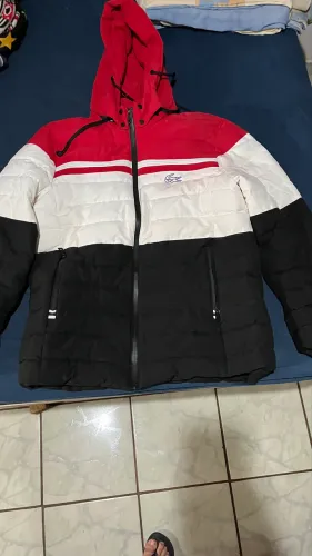 Jaqueta Puffer Bobojaco Masculina Tricolor Forrada Pelúcia Capuz Tam M
