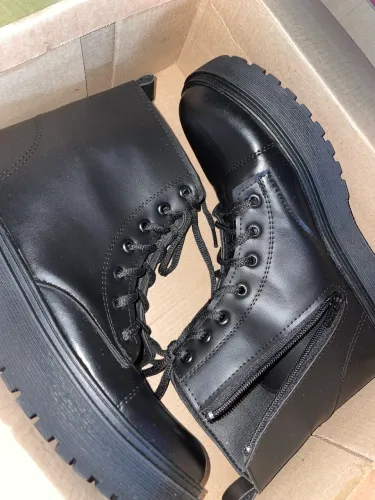 Bota Coturno Plataforma Feminina Com Zíper Casual Confortável Lançamento Inverno