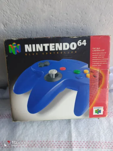 Acessório - controle azul N64 americano - caixa - CIB -Excelente Estado