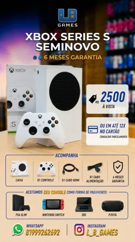 Xbox Series S Seminovo + 6 Meses de Garantia - Revisado (LB Games)