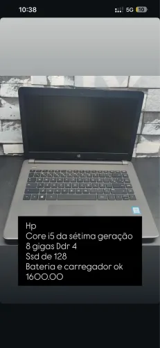 Hp Core i5 da sétima geração 8 gigas Ddr 4 Ssd de 128