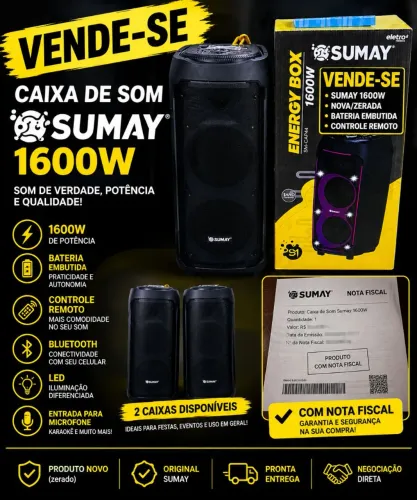 Vende se 2 caixa sumay 1600w nova na caixa