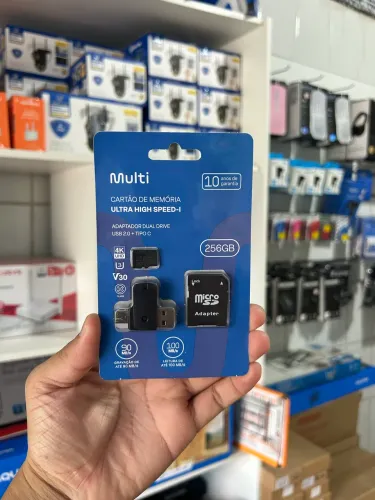 Cartão de Memória 256GB V30 + Adaptador DualDrive Tipo C 
