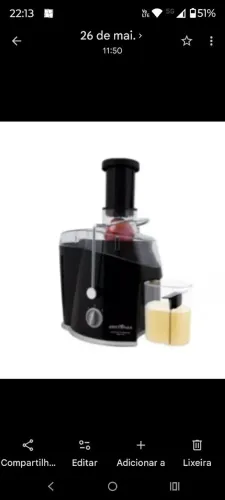 Centrífuga de alimentos Britânia Juicer