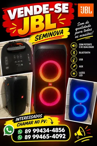 Vende-se JBL Partybox, seminova, com poucas marcas de uso.