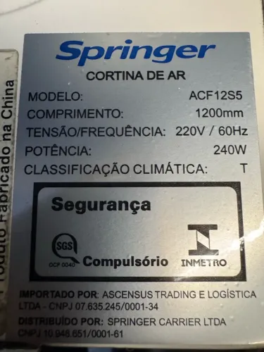 Cortina de ar Springer 220v, 1,20mt